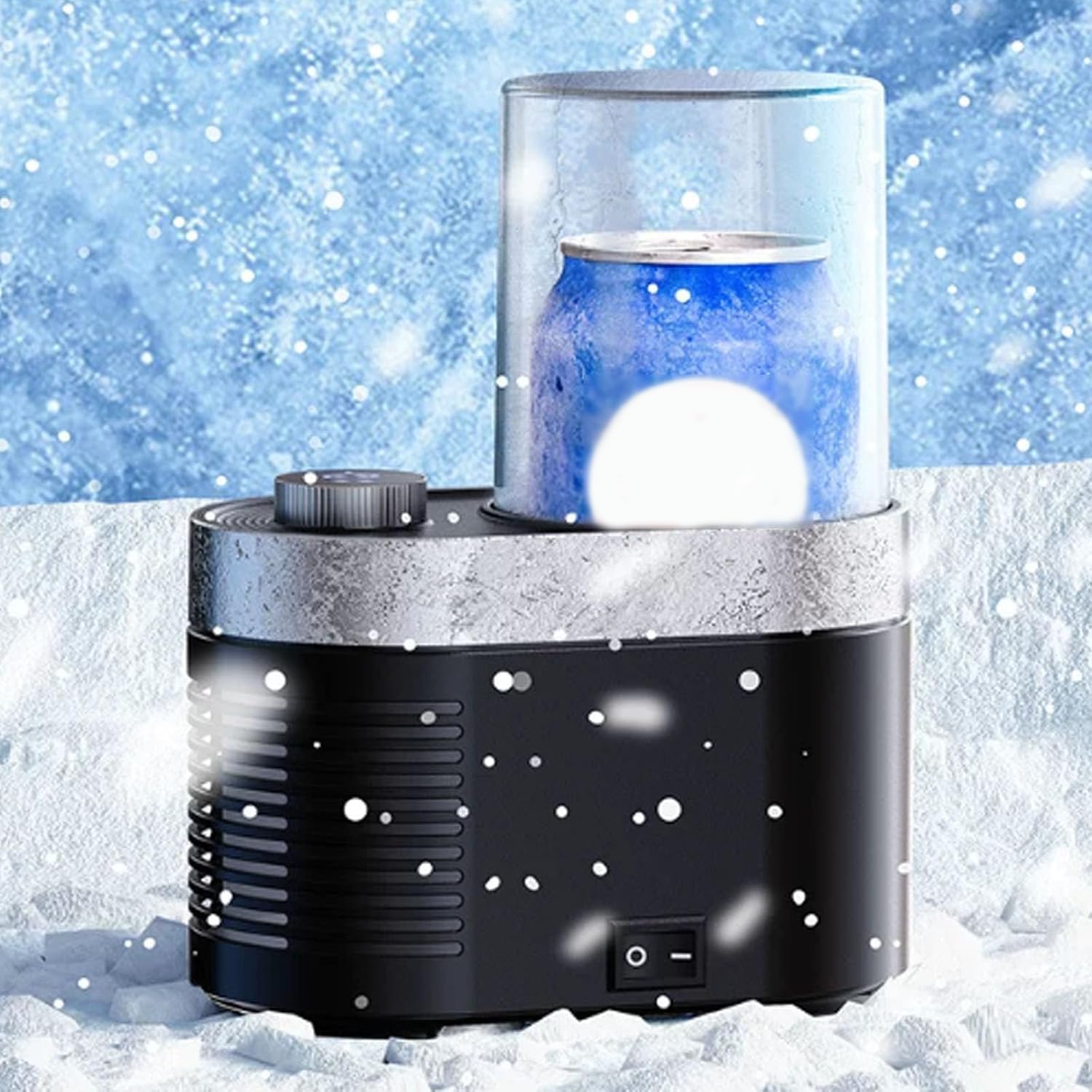 Kühlbecher, Tischbecherkühler und -wärmer mit stufenloser Geschwindigkeitsregelung und digitaler LED-Anzeige für -1 °C bis 70 °C, elektrischer Getränkekühler (Black)