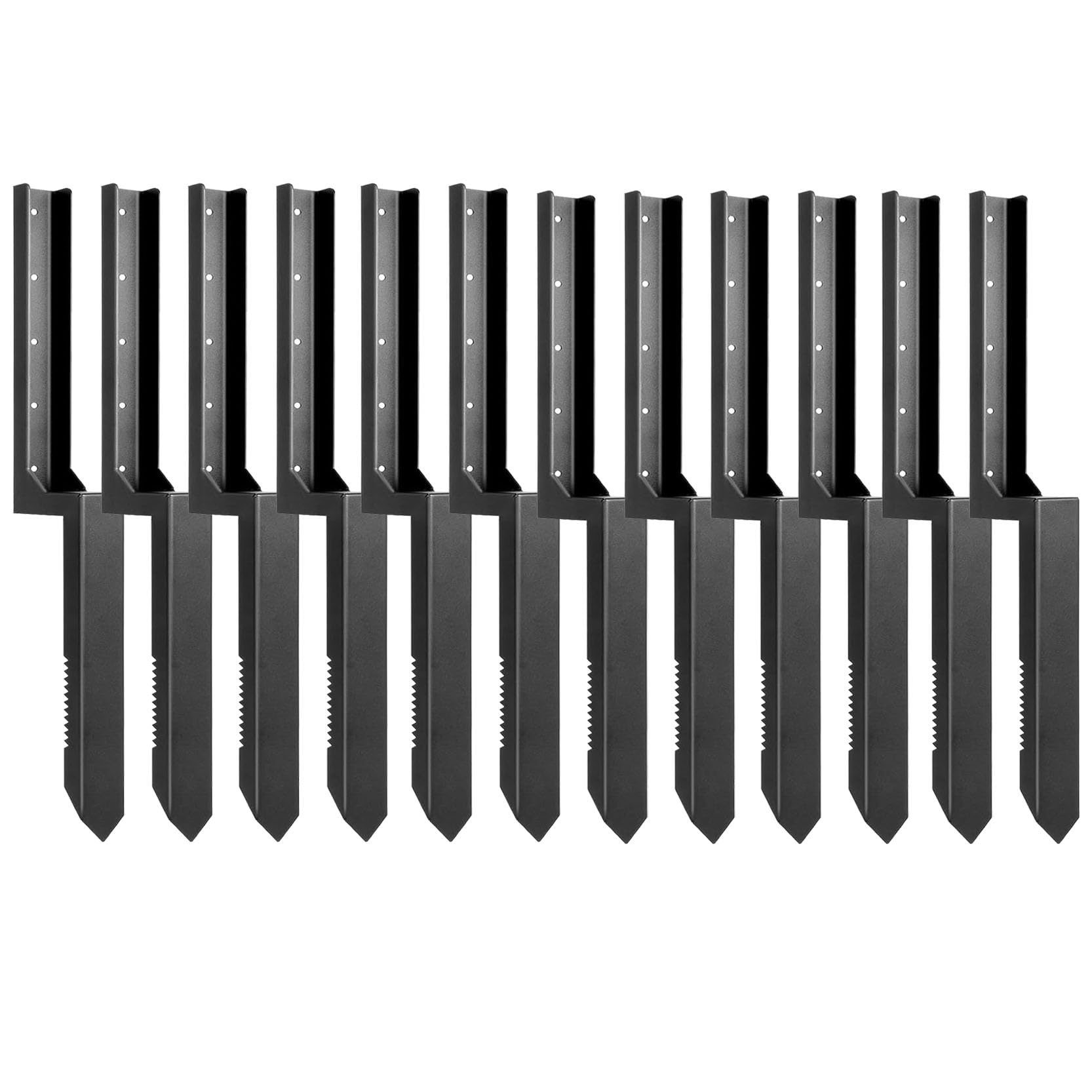 GOUZIBHD Fence Post Repair Kit, Fence Post Anchor Ground Spike Fence Post Repair Stakes Heavy Duty Metal Fence Post Anchor Stake No-Dig Ground Spike for Leaning Broken Wood Metal Posts(Color:12pack)