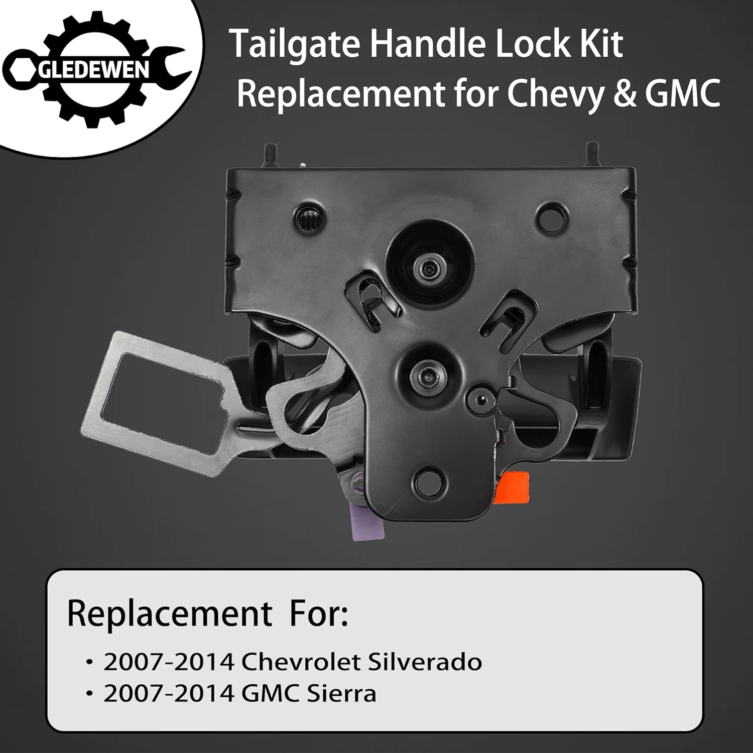 Gledewen Tailgate Door Handle, Compatible with 2007-2014 Chevy Silverado & GMC Sierra, Exterior Rear Textured | Replace# 25775280, 80591 Outside Tail gate Liftgate Latch Lock