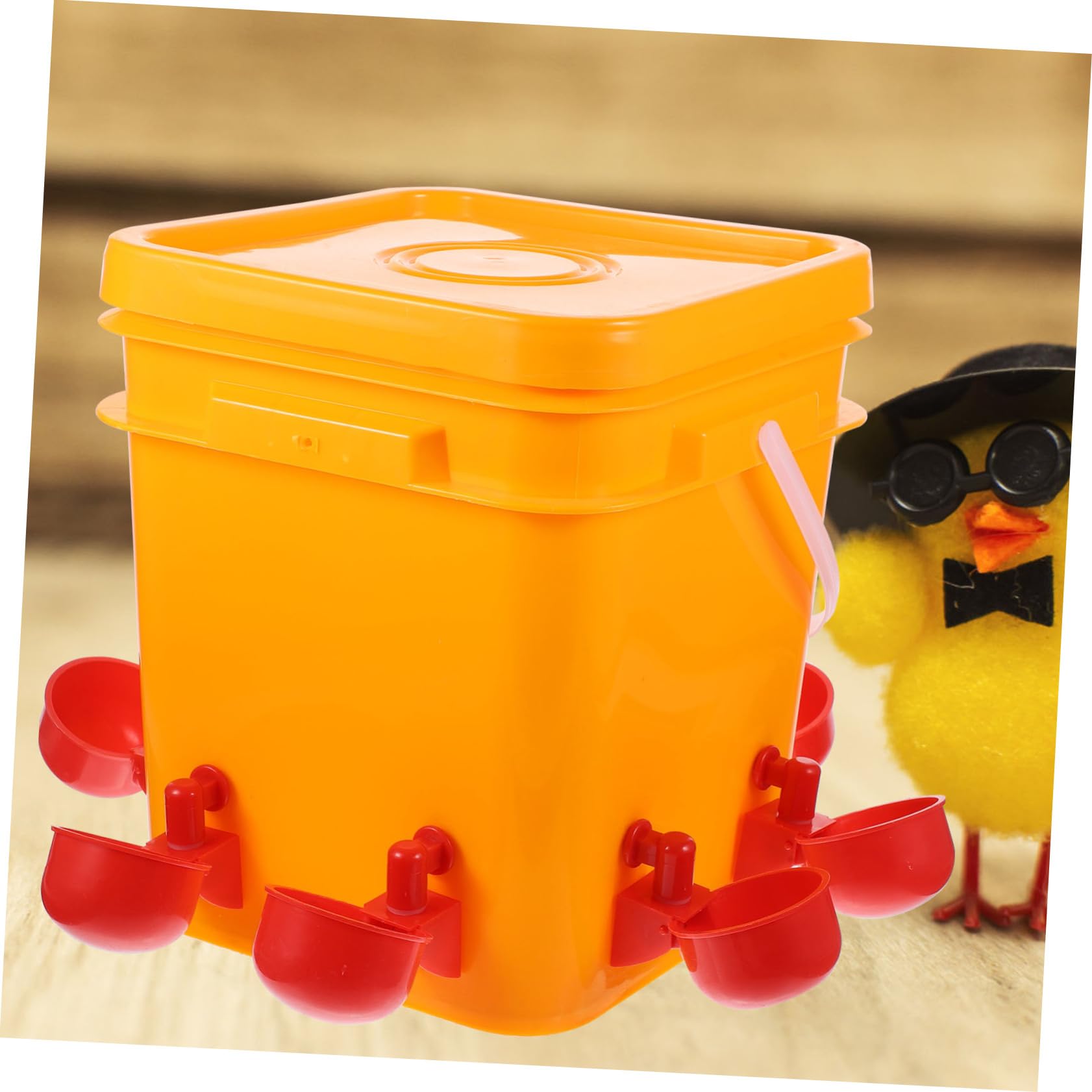 Bebedero Automático para Pollos 1 Juego de Plástico Naranja | Vasos para Beber, Fácil de Llenar, para Gallinas y Codornices en Uso Doméstico