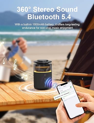 Miniatura 4 de Estación de carga inalámbrica 5 en 1 con altavoz Bluetooth, cargador magnético con luz nocturna, soporte de carga con adaptador de 33W compatible