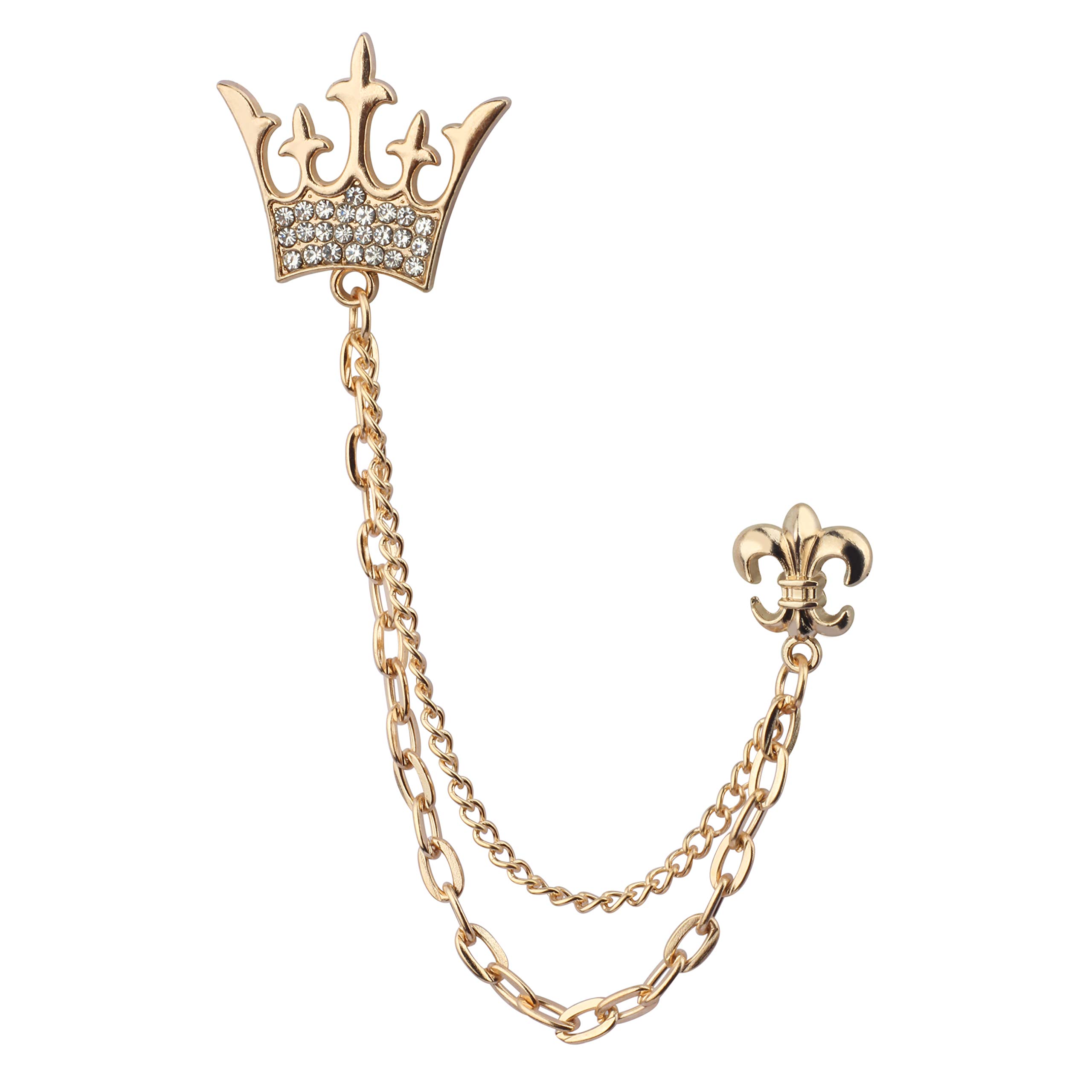 Panjatan Mens Crystal Crown with Golden Chain Pin Brooch (B07TTWXVMY) Amazon Price History, Amazon Price Tracker