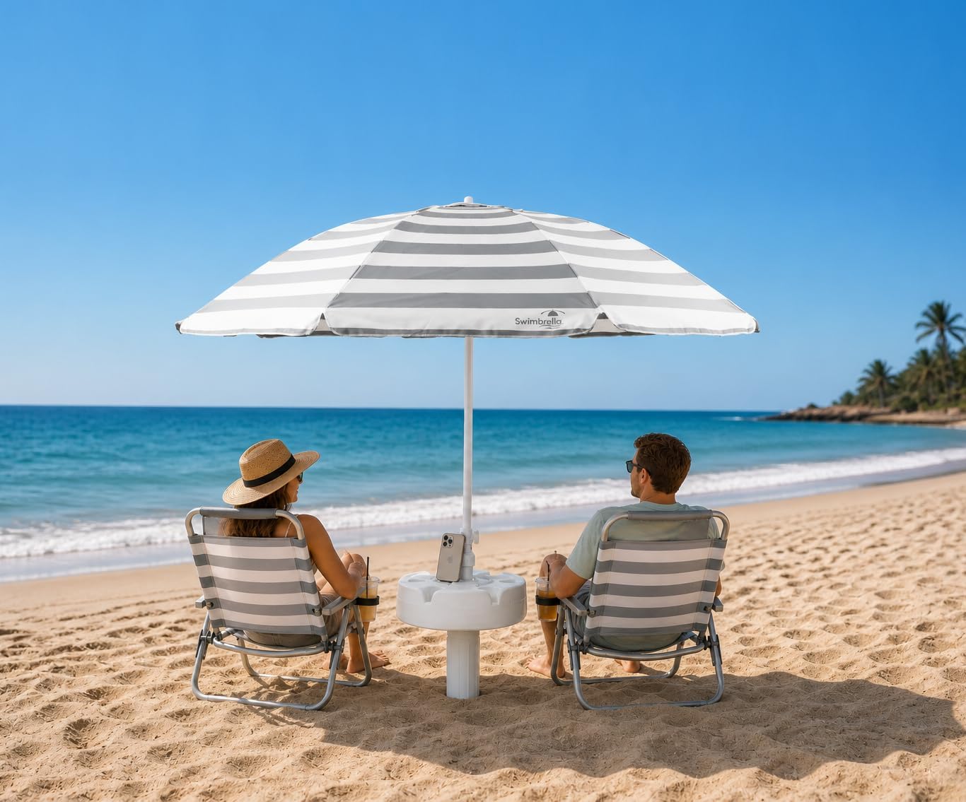 Floating Pool Umbrella provides the perfect shade canopy for the lake, river, beach or the pool! 6 cup holders for your drinks and snacks! Create your own shade oasis with the 7ft diameter sun shade. (MOONSTRIPE)