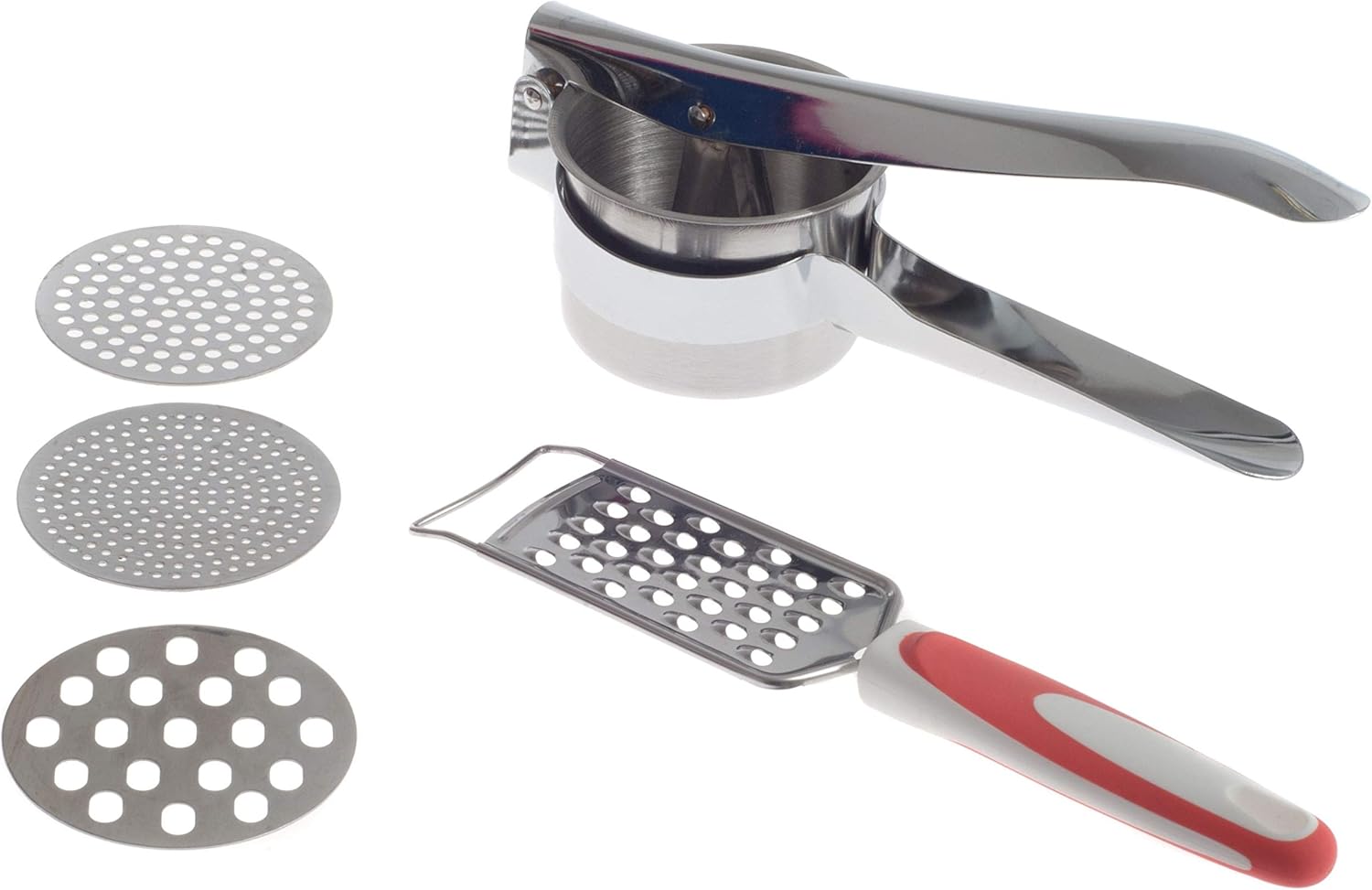 Zujara Potato Ricer Masher Set with Grater in Stainless