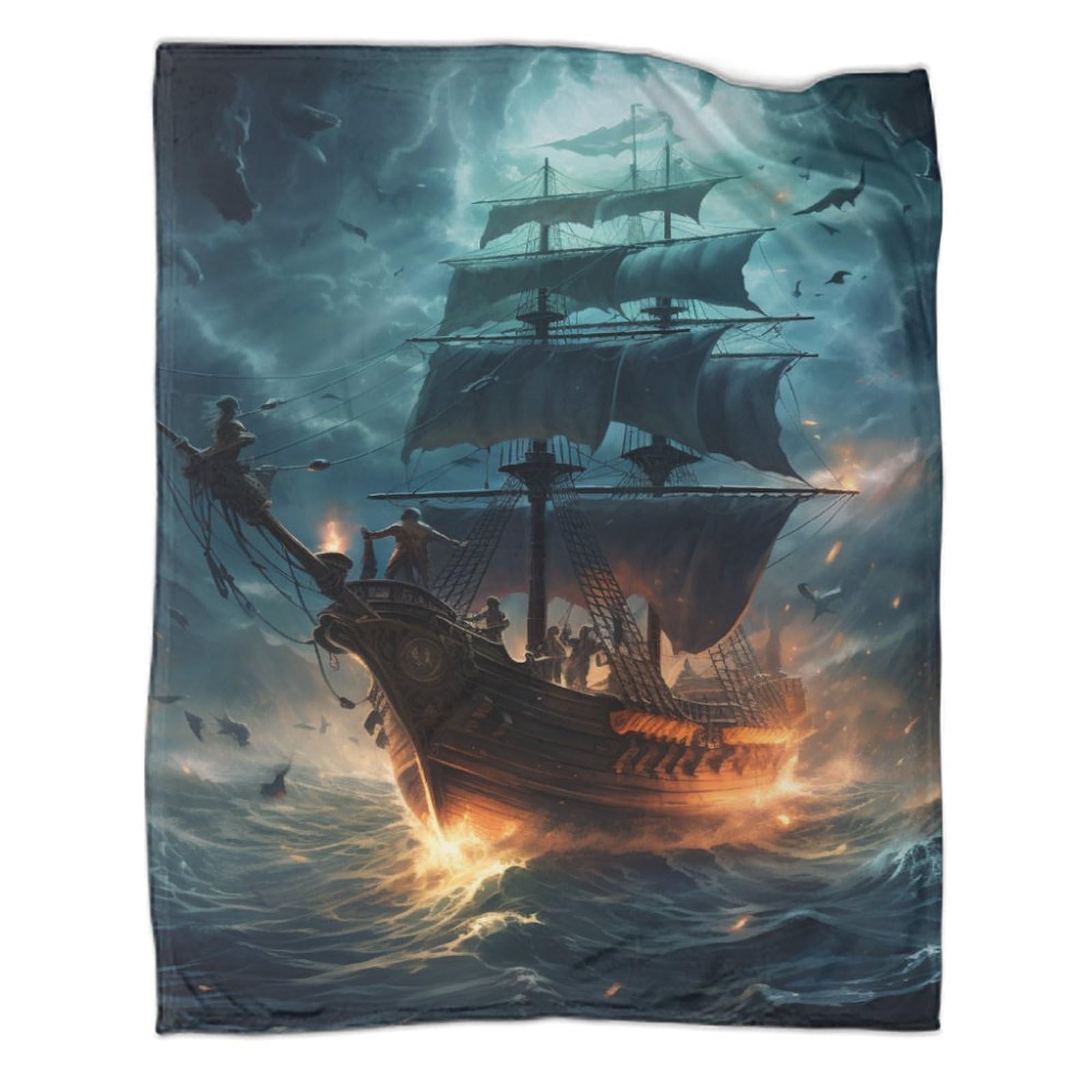 Couverture chaude plaid bateau pirate pour couchage adulte et voyage