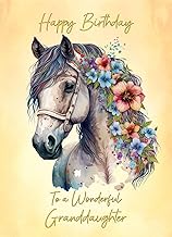 Horse Art Birthday Card For Granddaughter (Design 1)