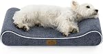 COZY KISS Orthopedic Dog Bed for Large Dogs up to 90 lbs - Removable Washable Cover with Waterproof Lining & Non-Skid Bottom, Cotton-Polyester Blend Boat-Shaped Lounger Mattress, L(45x30x6in), Beige