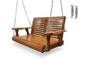 Extra Large Teak Tone Porch Swing by Fortune Candy for Premium Outdoor Relaxation