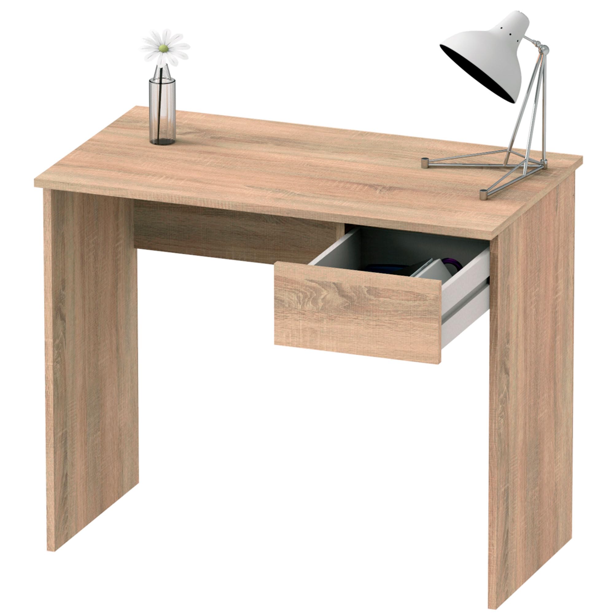 briebe Escritorio, Mesa de Ordenador 75x90x50cm (Alto x Ancho x Profundo), 1 Cajón, Oficina, Habitación Juvenil, Desk, Nova (Roble Cambrian)