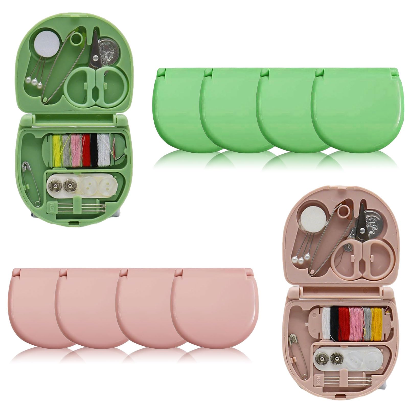 REROON Paquete de 8 mini kit de costura de viaje para regalos de Navidad, suministros de costura esenciales para el dormitorio para adolescentes y niños, kit portátil de reparación de hilo y aguja de