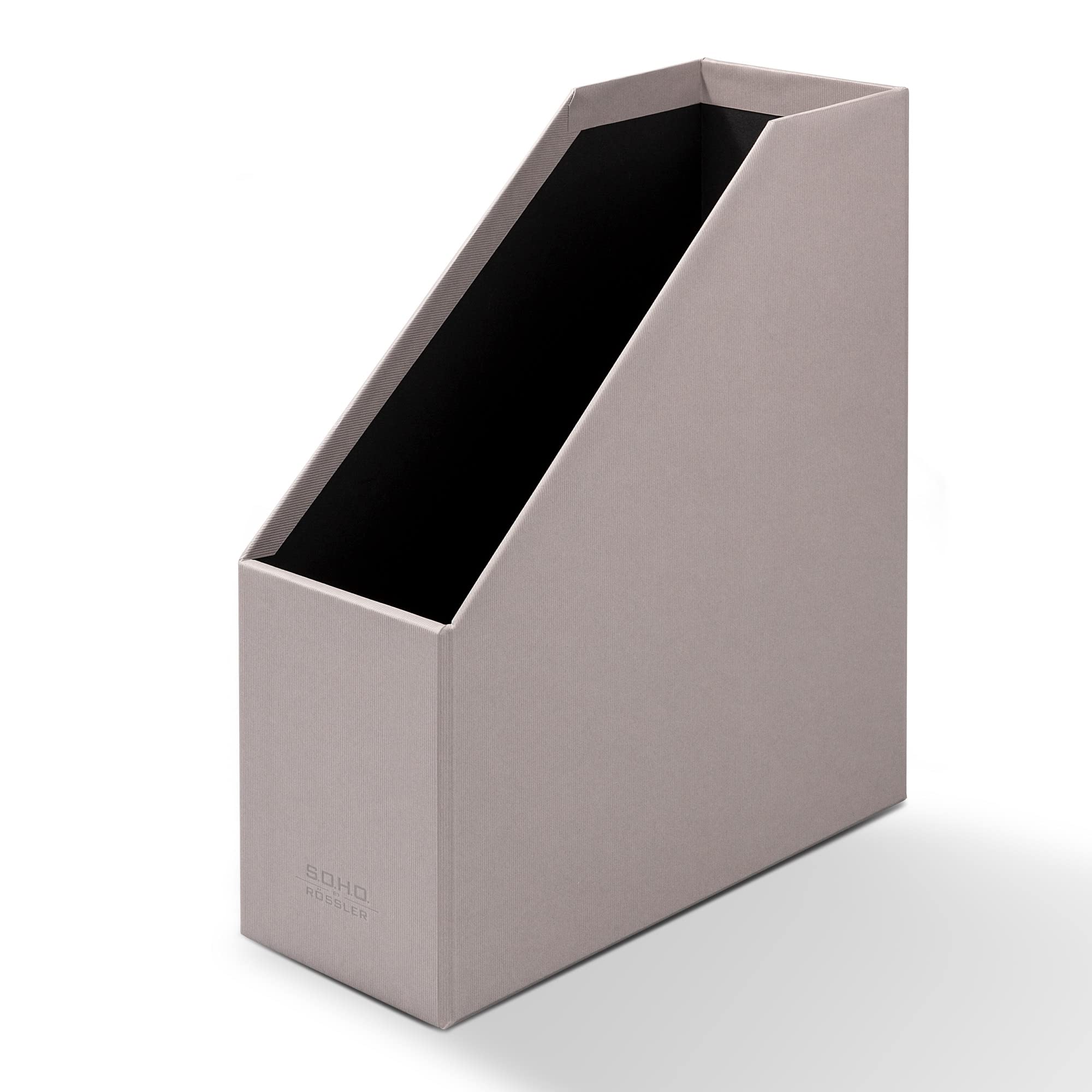 Rössler SOHO Stehsammler A4 | Stehsammler Pappe aus stabilem Karton | Büro Organizer | Schreibtisch Organizer | Zeitschriftenhalter | 315 x 260 x 115 mm | 1 Stück | Farbe: Grau | Taupe (Packung mit 4)