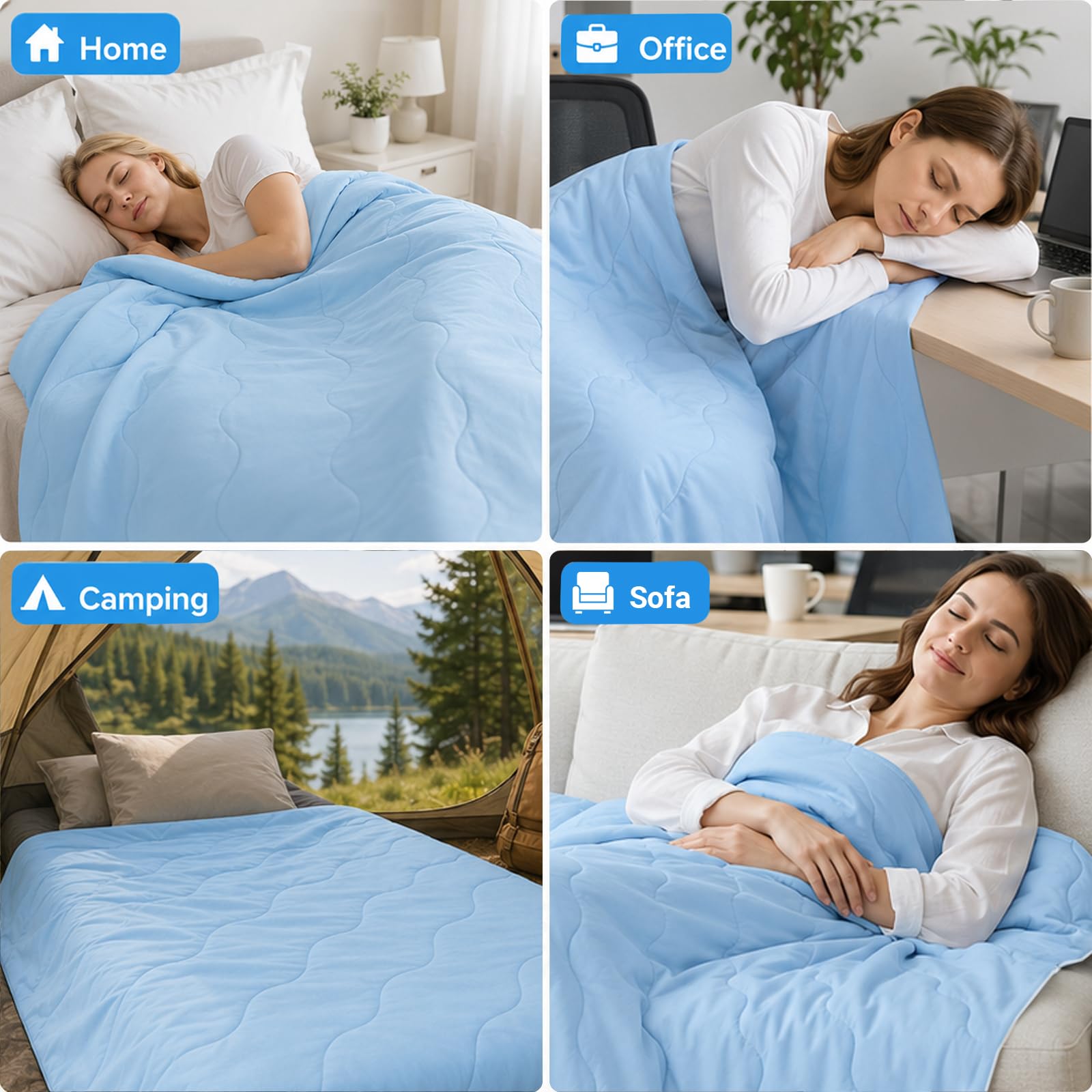 Coperta Rinfrescante 150x200 cm, Q-Max >0,4 Coperta Refrigerante Letto, Copriletto Estivo Singolo Double Face, Leggera Traspirante Anallergica, Coperta Estiva Matrimoniale (Blu)