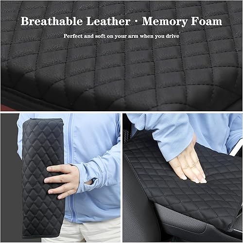 Miniatura 5 de Sze Funda de consola central para Dodge Ram 1500 2019-2023, tapete de almacenamiento para reposabrazos de automóvil, almohadilla de cuero sintético,