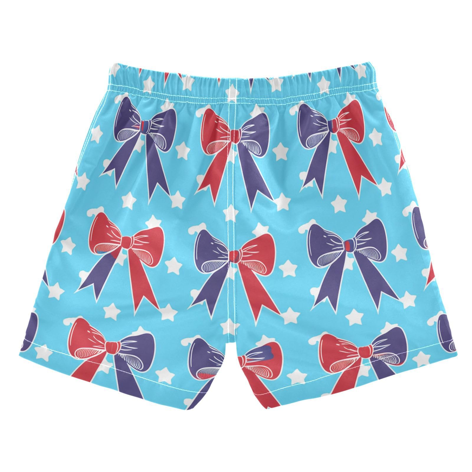 YANENDIE Boy Swim Trunks Independence Day Bows Summer Beach Quick Dry Swimsuit Bathing Suit, 2-8T