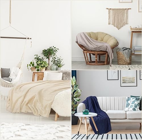 Miniatura 5 de Peryiter 6 mantas descalzas, mantas de forro polar, mantas de punto de 50 x 60 pulgadas para sofá, mantas ligeras y cálidas, mantas suaves de felpa