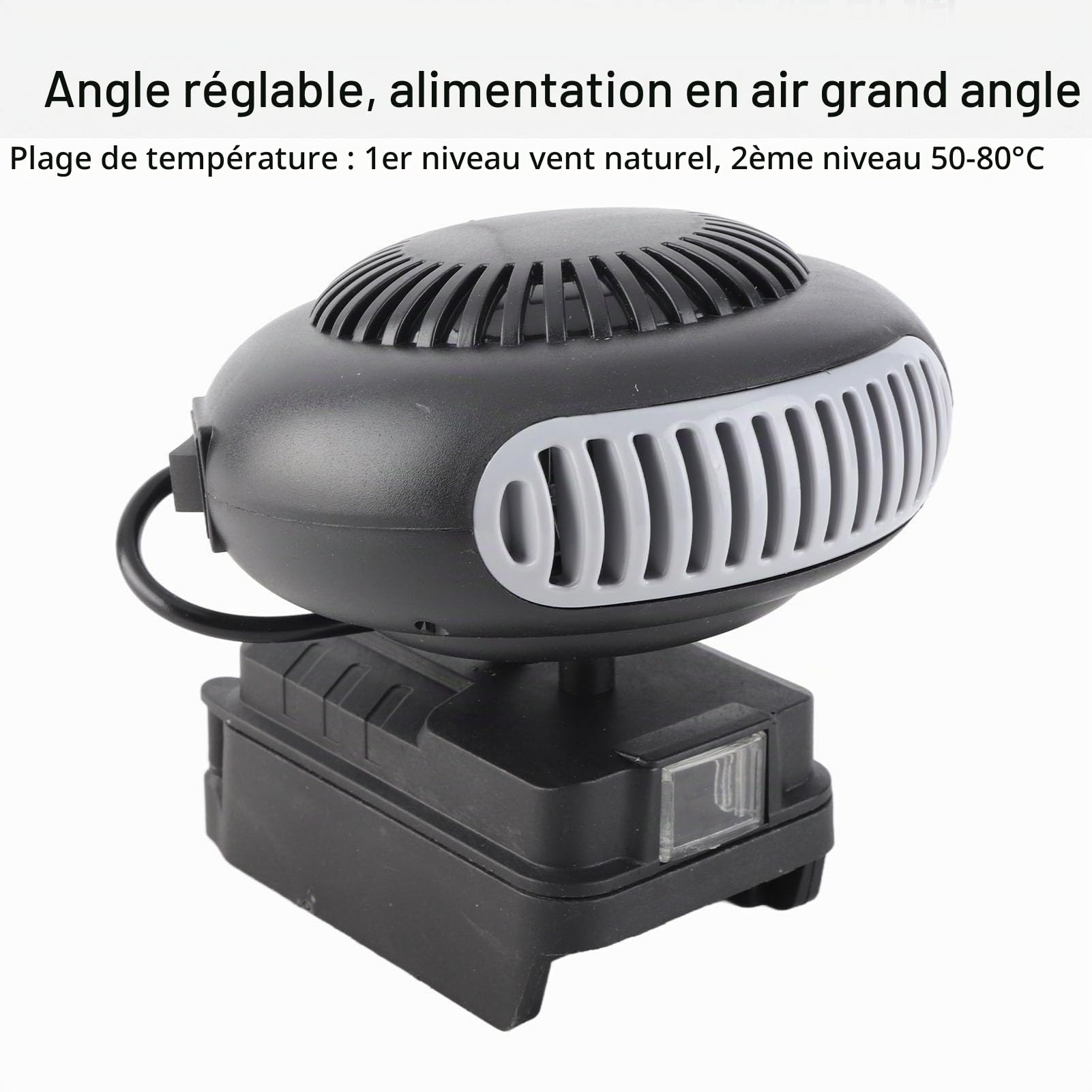 Chauffage de Voiture Portable 170W, Thermostat Réglable à 2 Niveaux, Tête Rotative, Silencieux, avec Ports USB