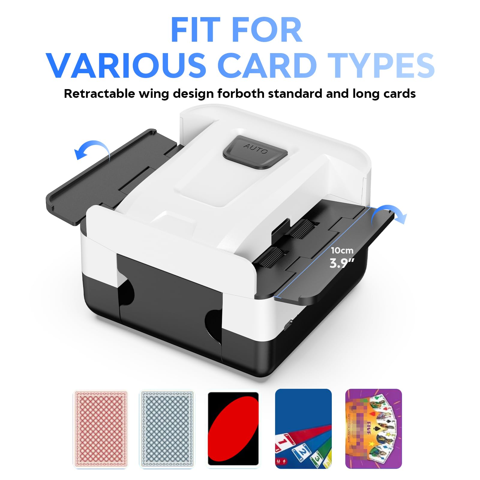 Mélangeur de Cartes Automatique, Électronique Mélangeur de Carte pour 1-2 Ponts Rechargeable 2000 mAh Faible Bruit pour Poker, UNO, Blackjack, Skip-Bo, Phase 10, Texas Hold'em, Belote (Noir)
