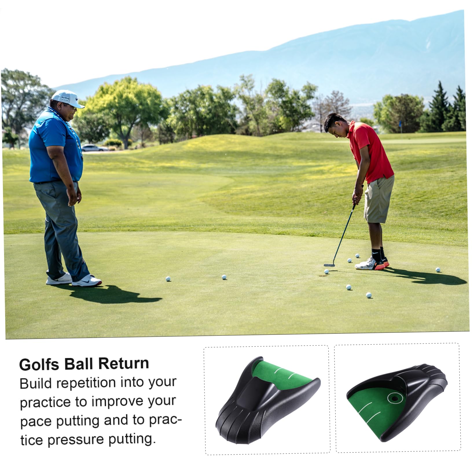 HEMOTON Automatic Golf Ball Returner Indoor Golf Trainer for Practice Model No Batteries Required for Home Office Use