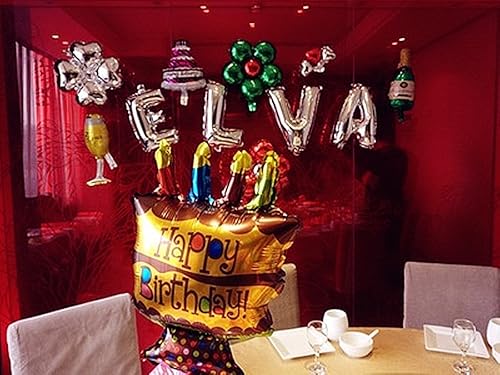 Miniatura 2 de Glanzzeit Globos de papel aluminio plateado de 16 pulgadas, letras de la A a la Z, números del 0 al 9 para decoración de graduación, boda, fiesta de