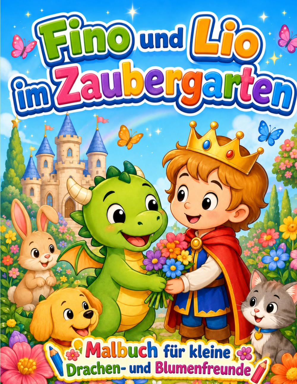 Fino und Lio im Zaubergarten: Malbuch für kleine Drachen- und Blumenfreunde