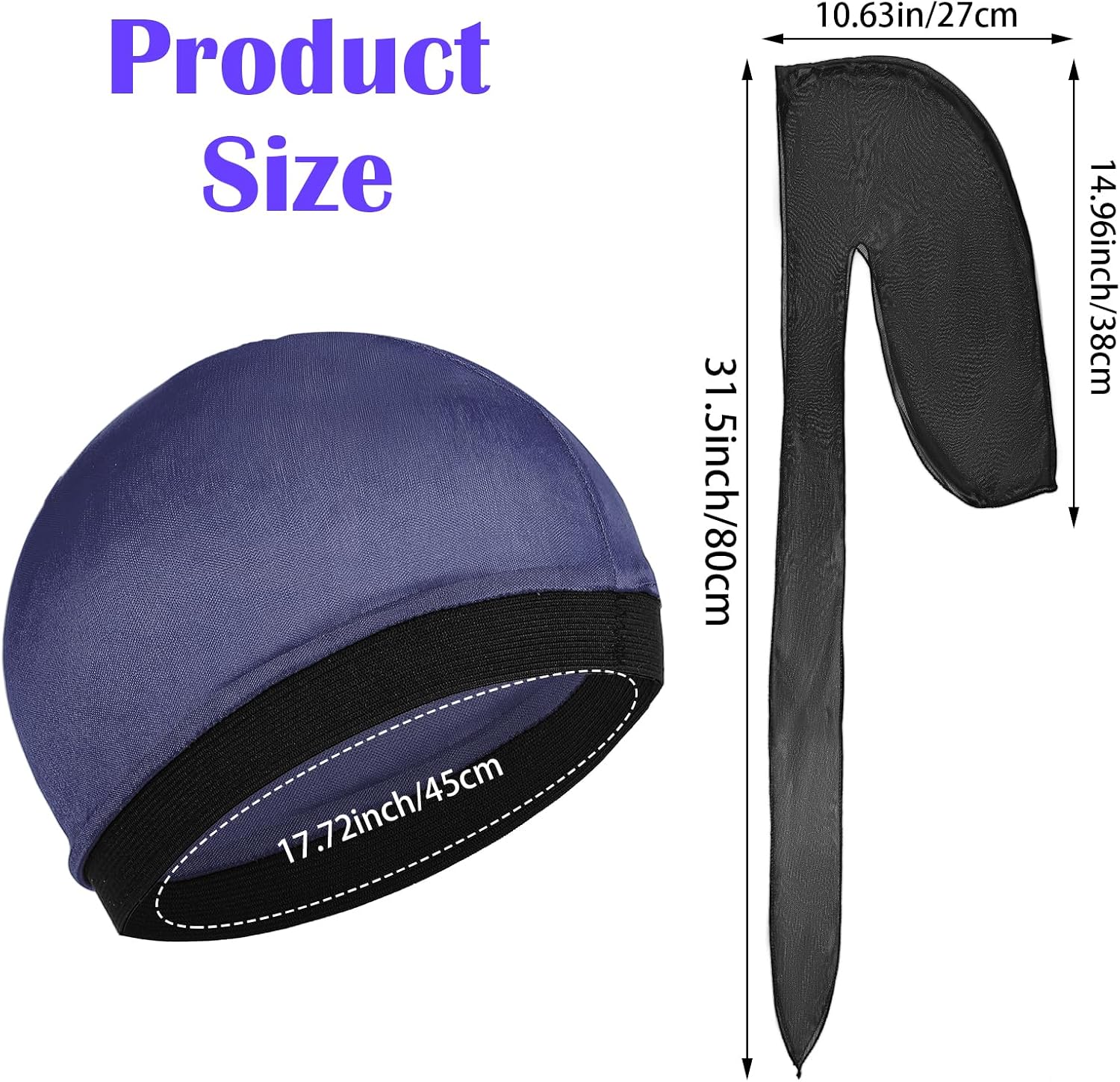 6 Pcs Kids Silky Durag with Wave Caps Set Kids Polyester Durags Head Wrap Unisex Baby Durags Long Tail Wide Strap image 2