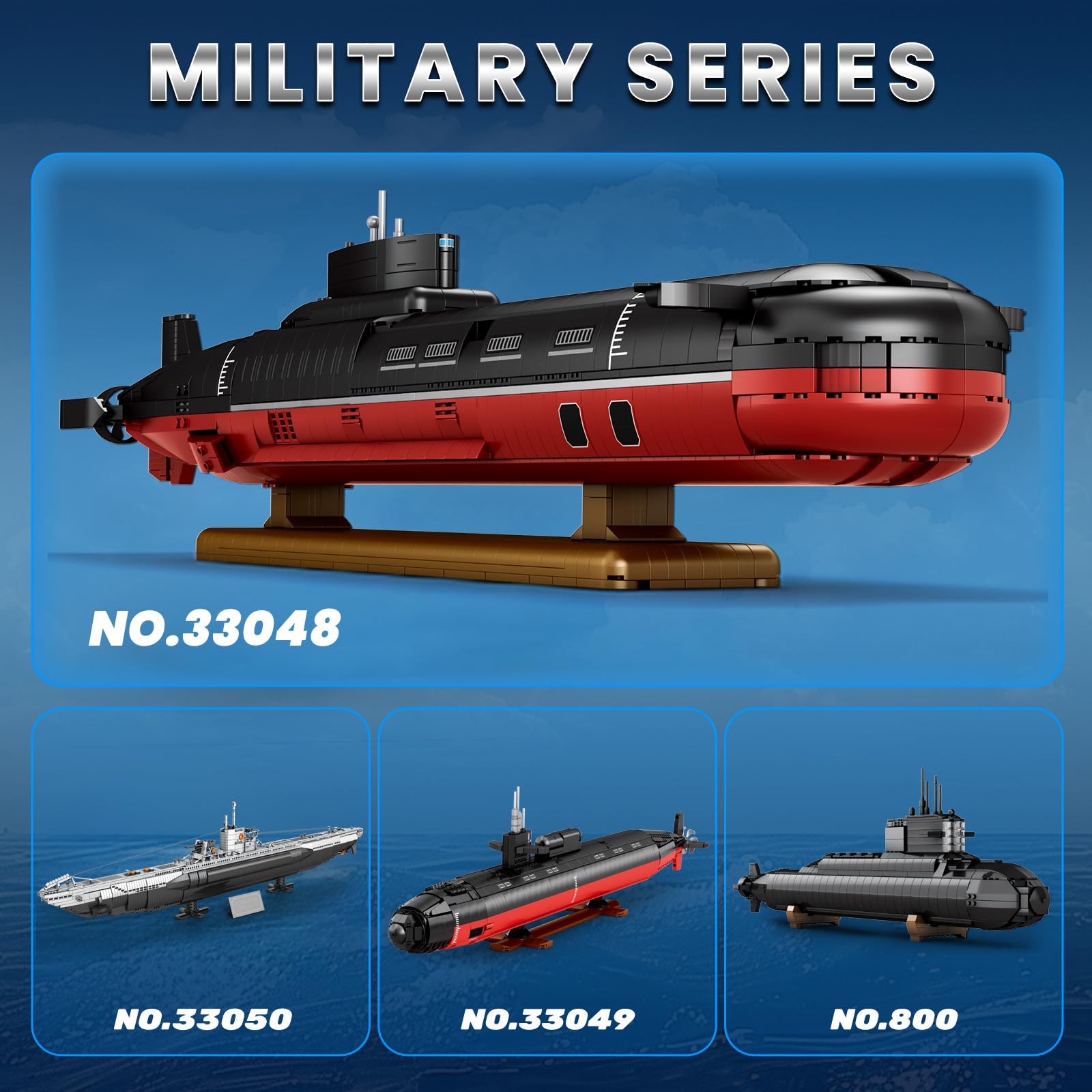 Reobrix Kit de construcción de submarino atómico 33048 Historia de la Guerra Fría, coleccionable, kit de equipo militar para adultos, juguete de menta, regalo para hombres y niños