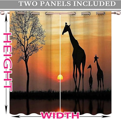 Miniatura 3 de Africa Cortinas para Sala Elegantes Modernas, con ojales, decoración superior, marco de puerta, cortina para dormitorio, cocina, 55 pulgadas de