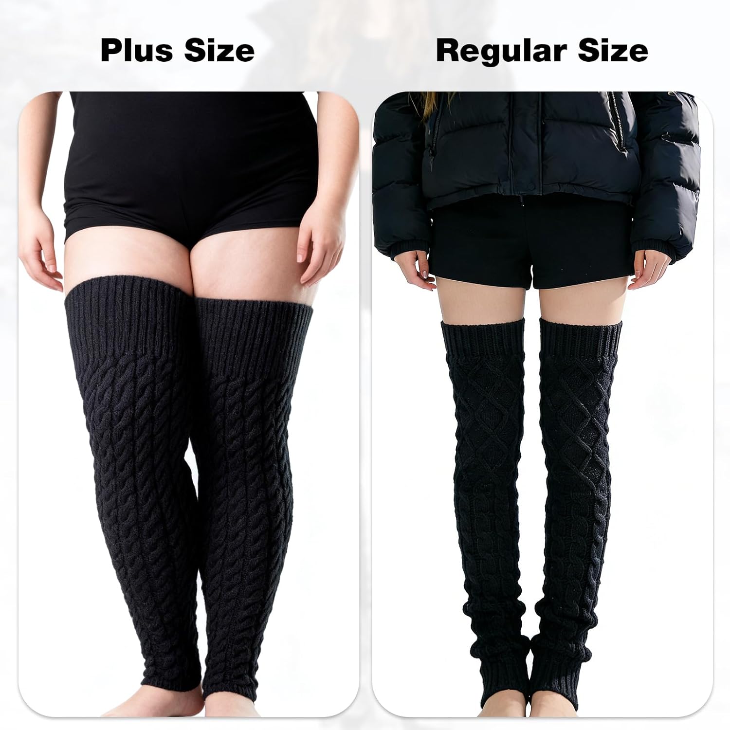 LALIFIT Women's Winter Fleece Lined Leg Warmers Cable Knit Leg Sleeve Long Footless Socks - Image 3