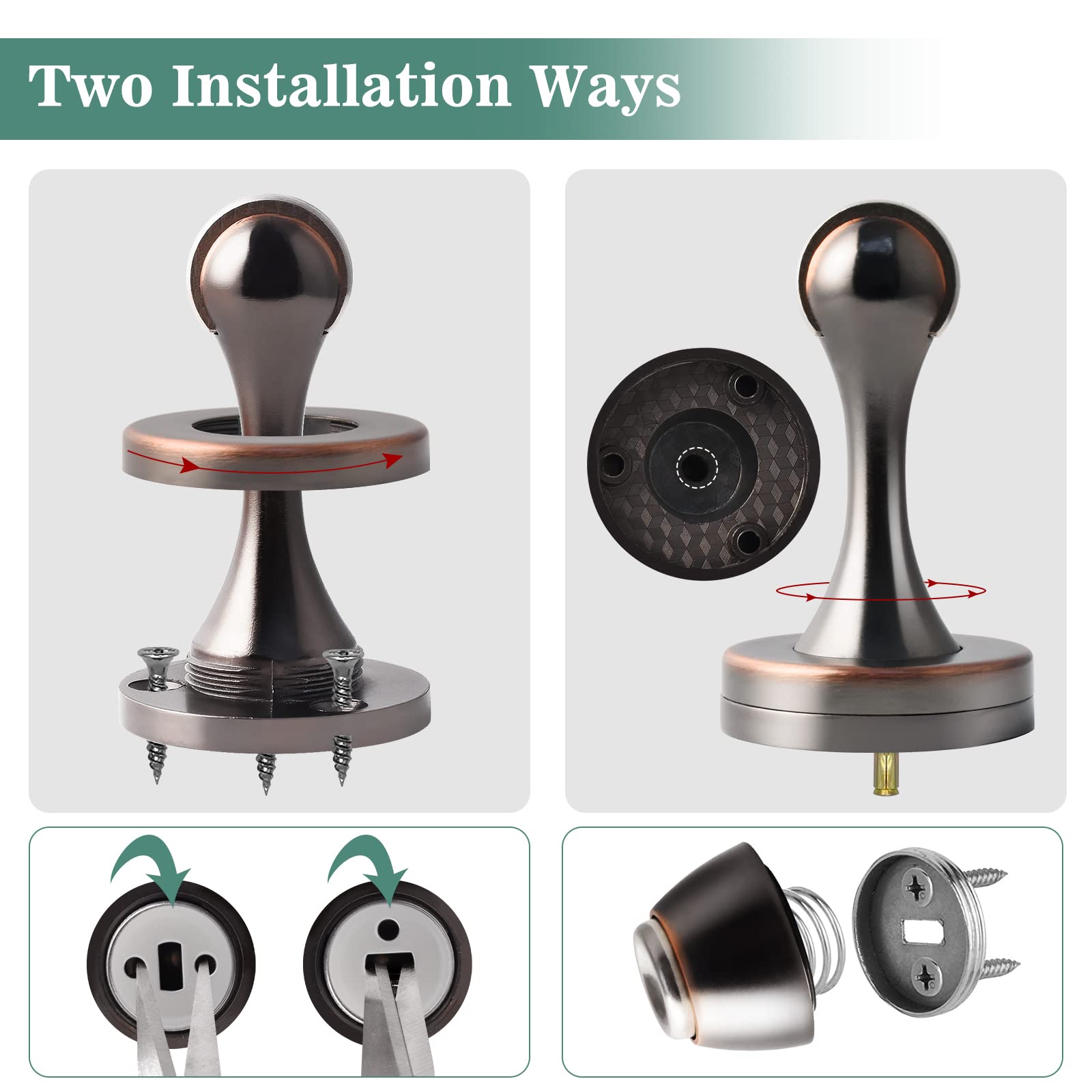 HUTLON Magnetische Türstopper, ölgeriebener Bronze-Edelstahl, robuste Wand-Bodenmontage, Magnet-Türhalter, weicher Verschluss, 6 Stück
