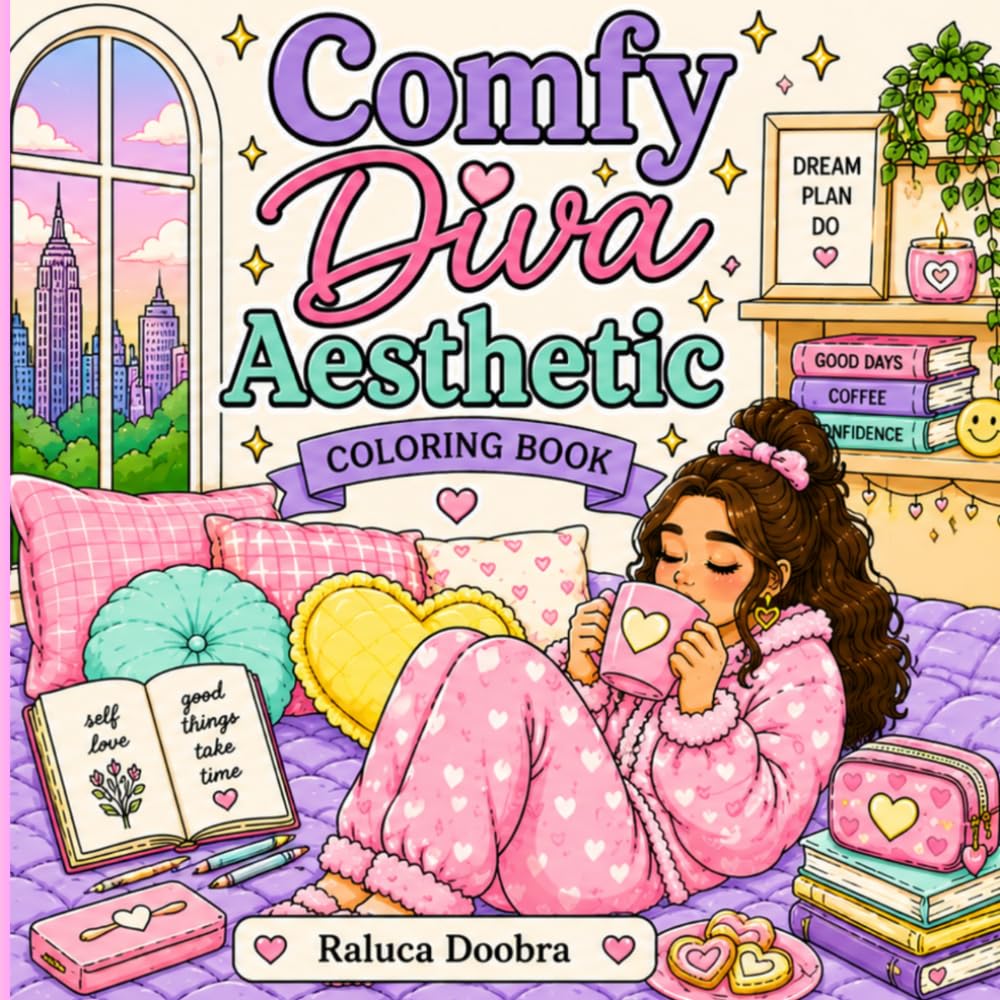 Comfy Diva Aesthetic: A Stress Relief Coloring Book