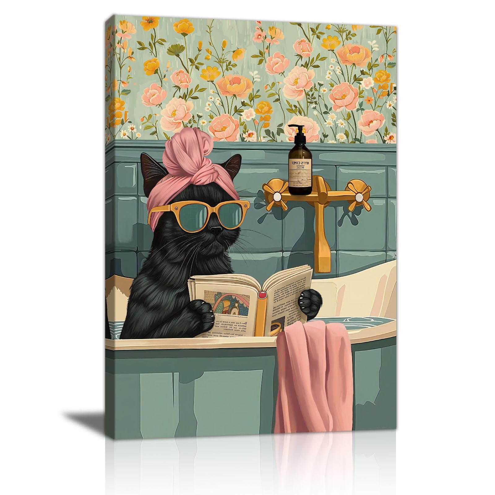 Funny Bathroom Canvas Wall Art Brown Poodle On Toilet Readin -16 Funny Bathroom Canvas Wall Art Brown Poodle On Toilet Readin -16