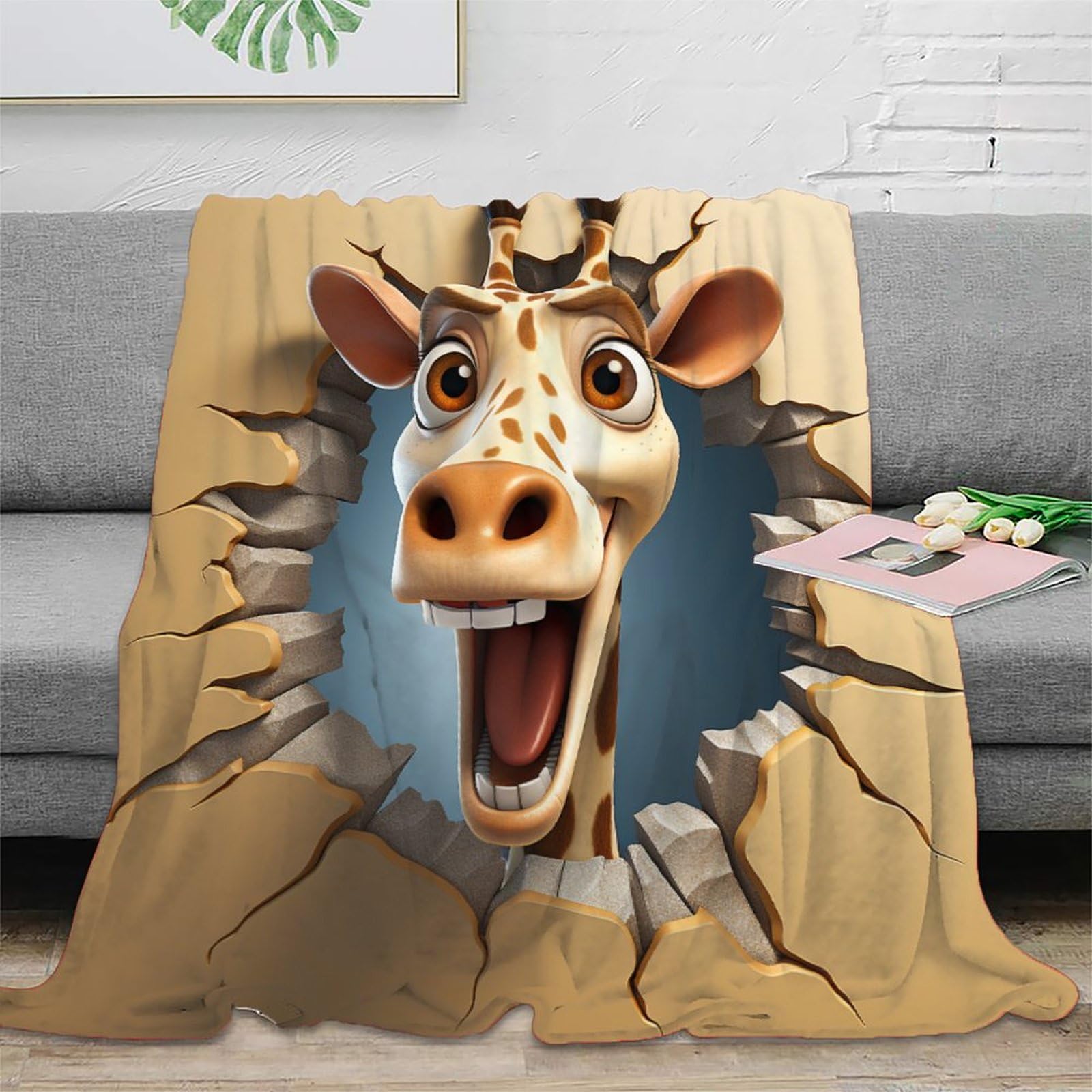 NRAOPEVVD 3D Printed Giraffe Blanket Fluffy Soft Cozy Super Soft Cozy Fuzzy Warm Throws with Anti-wrinkle/anti-tarnishing Lightweight for Baby Kids Adults Girls Boy 50x60inch(127x152cm)