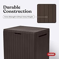 Vista 7 de Caja Keter City de resina, 30 galones, para almacenamiento al aire libre y mesa auxiliar para muebles de patio y accesorios de piscina y jardín
