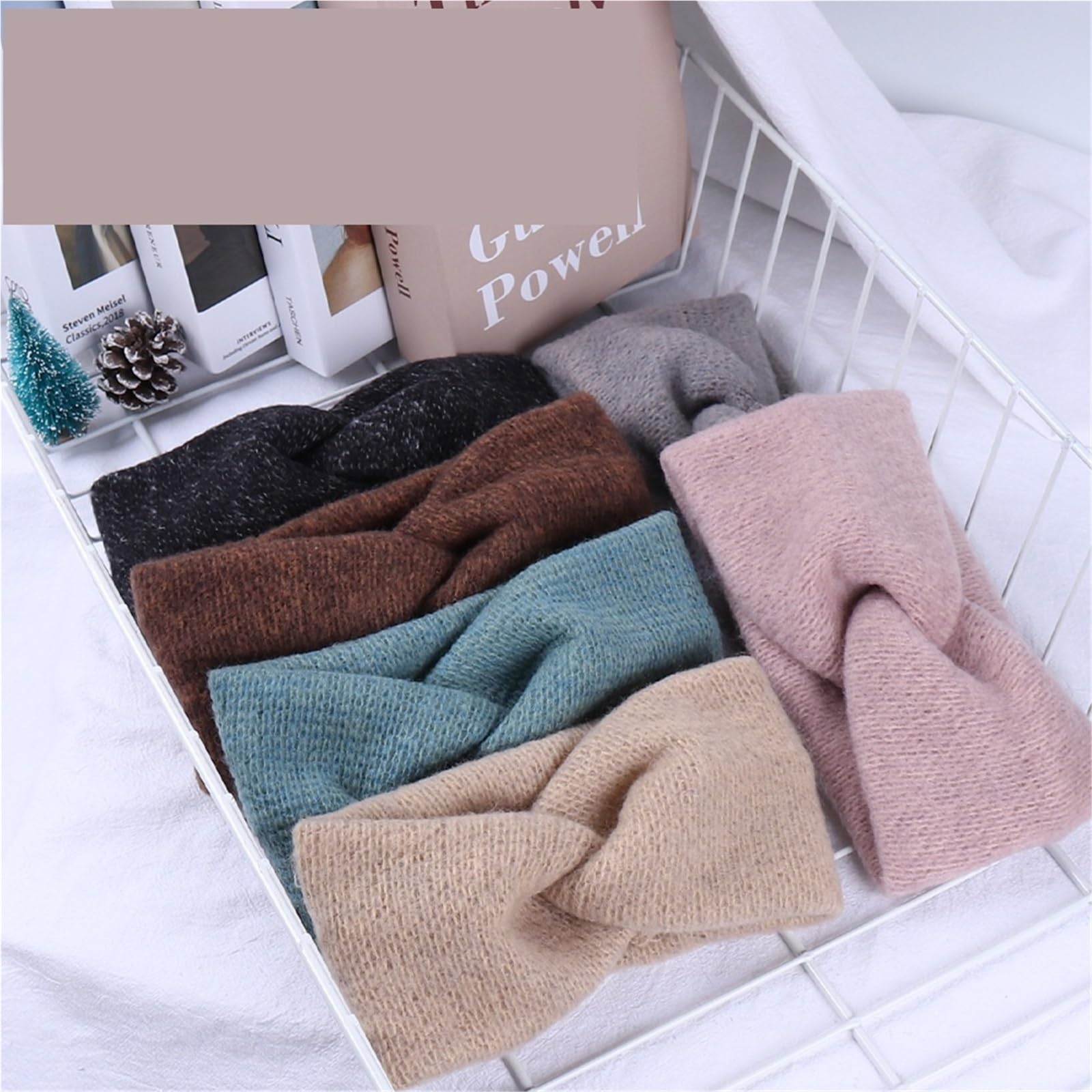 Stirnband 3PCS Winter Breite Stricken Kreuz Stirnband for Frauen Mode Einfarbig Elastische Yoga Turban Verband Bandanas Haarbänder Winter Stirnband(Pink)