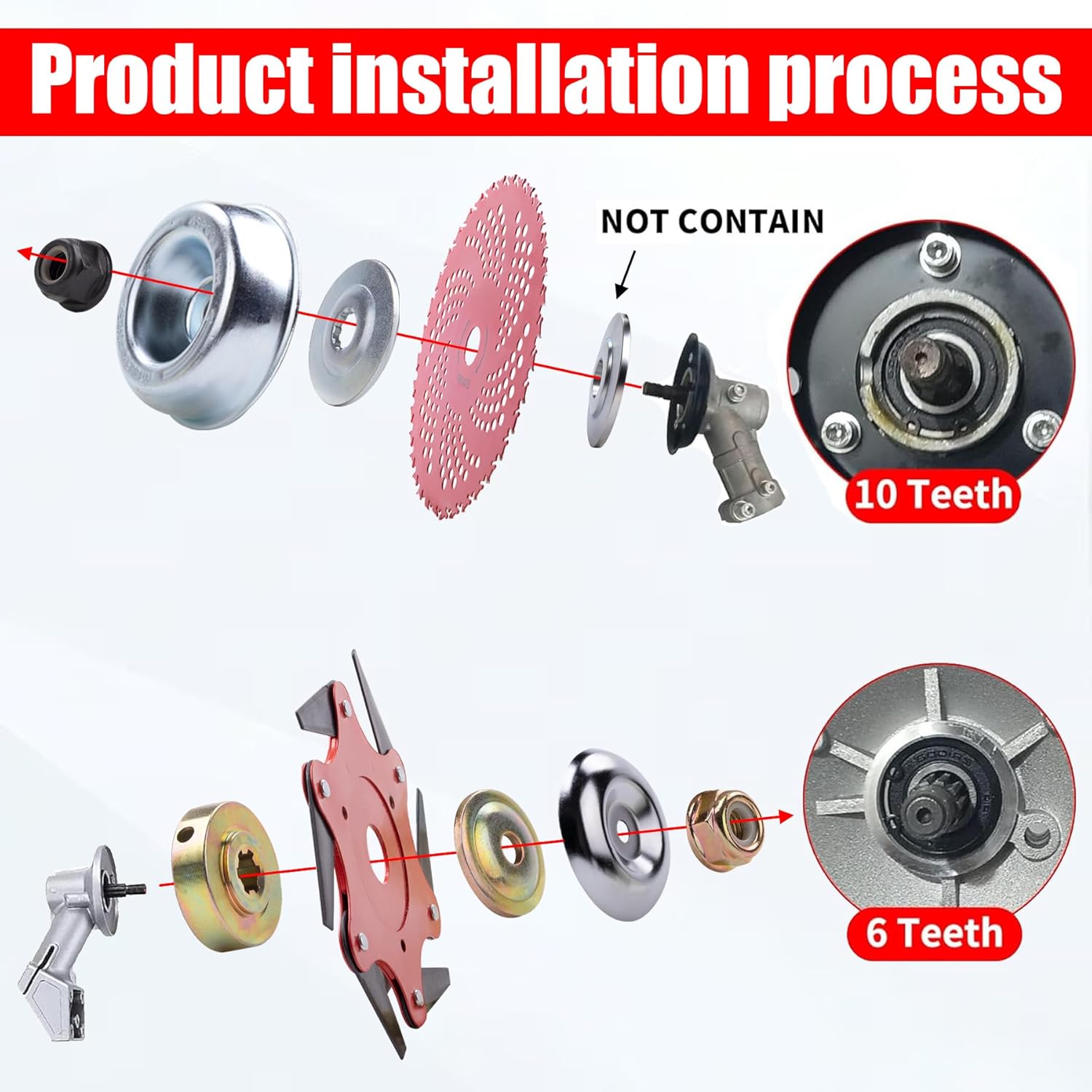 PLUMIA 9" x36 Teeth Carbide Tipped Blades & 6 Steel Razors Trimmer Head 65Mn Razors Trimmer Head with Universal Adapter Kit, Compatible with Husqvarna, Stihl, Ego, Brush Cutter, Weed Eater and More