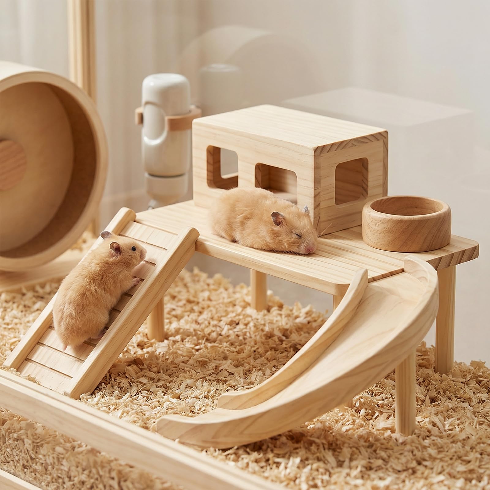 Styquenzer Hamster Plattform, Wooden Platform Für Hamsterkäfig Haustier Cage Accessories with Legs Kletter- Und Balancierspielzeug Für Syrian Dwarf Hamsters, Gerbils, Mice, Degus or Other Small Pets - 4