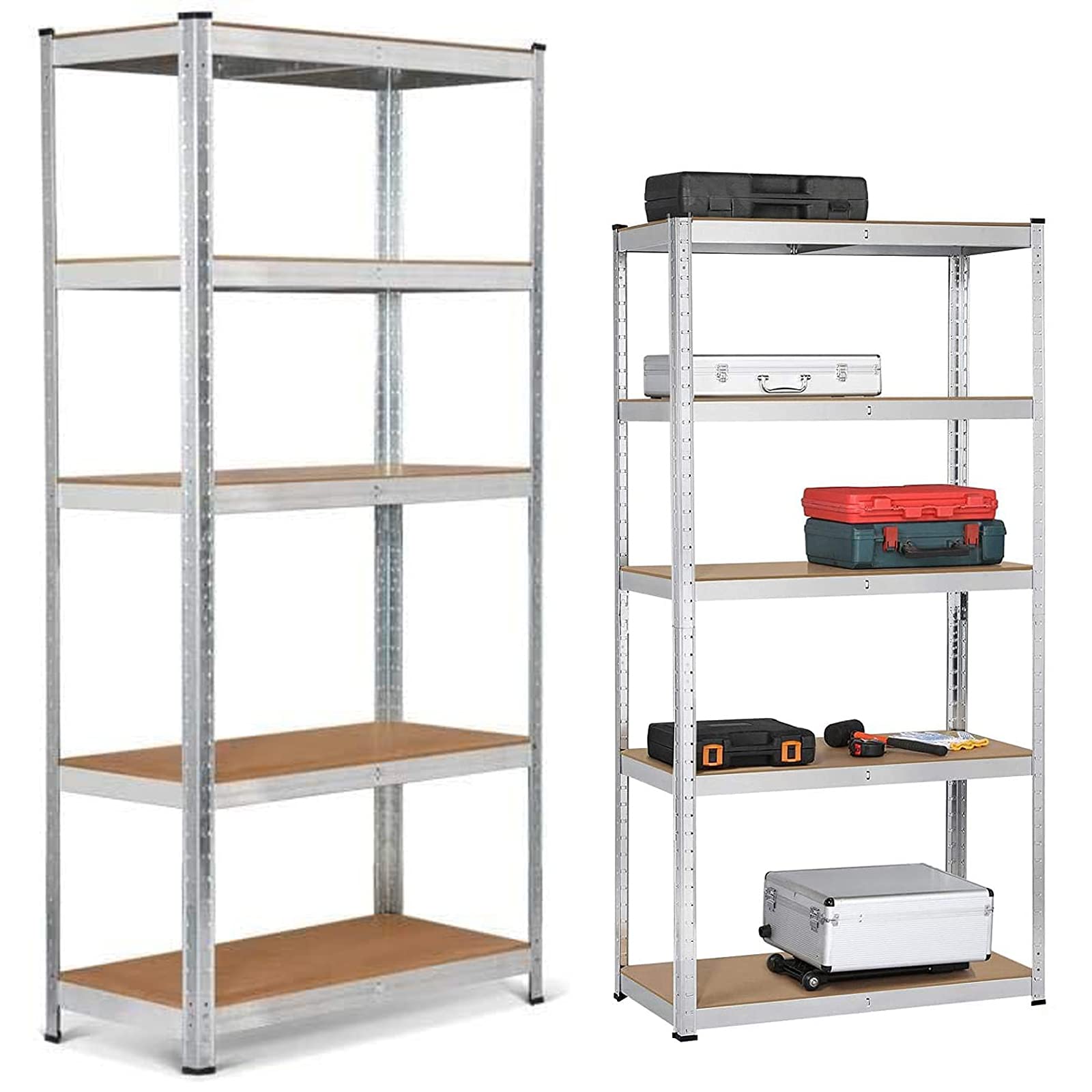 Scaffale per cantina, 200 x 100 x 50 cm, in metallo, con 5 ripiani, portata fino a 875 kg, per garage, officina, dispensa, zincato