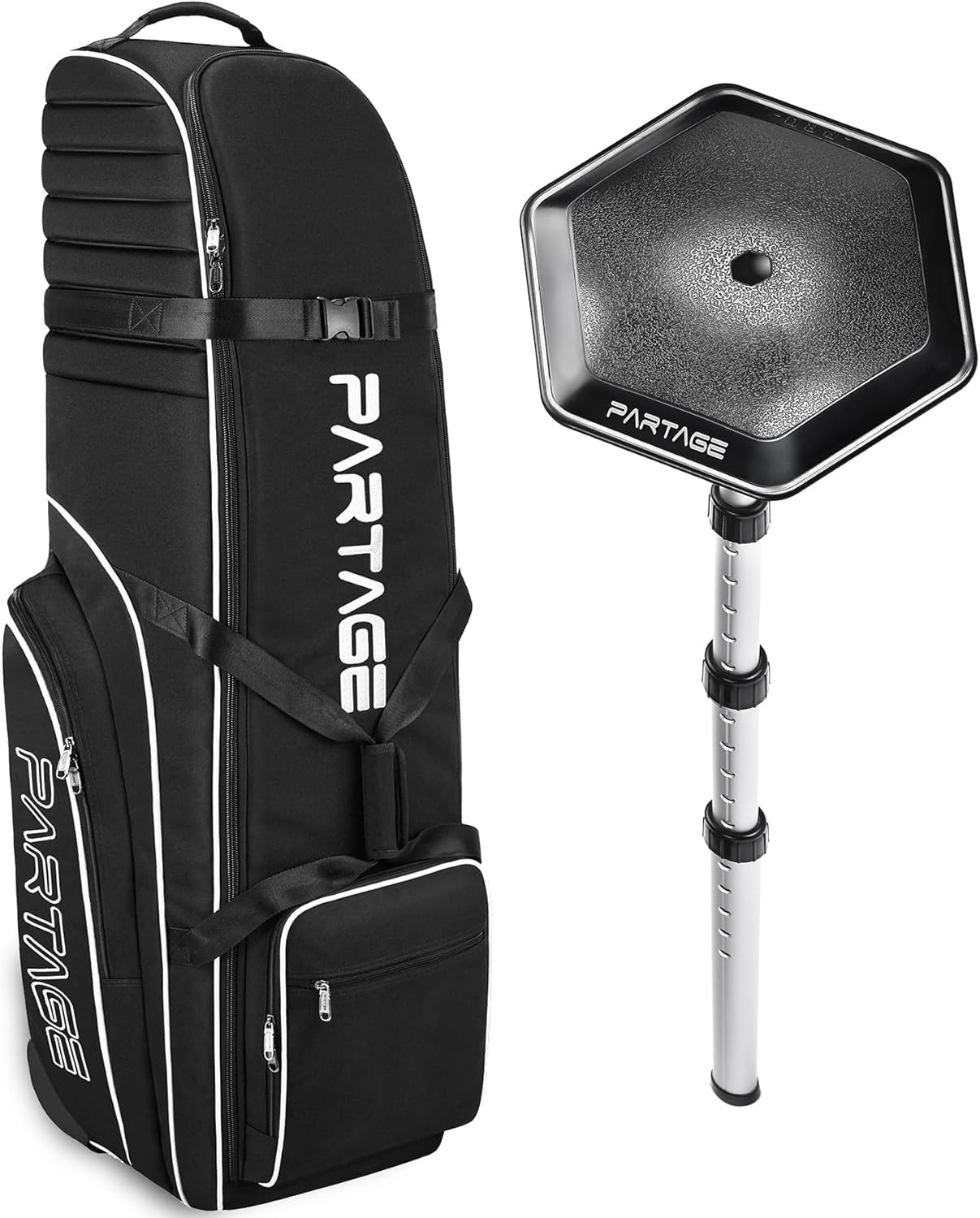 Partage Golf-Reisetasche mit Rollen, Golf-Reisetasche fr Fluggesellschaften, 900D strapazierfhiges Oxford-Gewebe, Schwarz