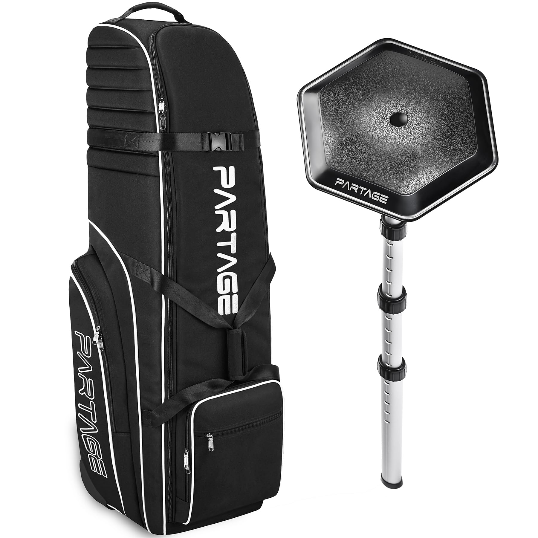 Partage Golf Travel Bag with Wheels, Golf Travel Case for Airlines, 900D Heavy Duty Oxford -Black