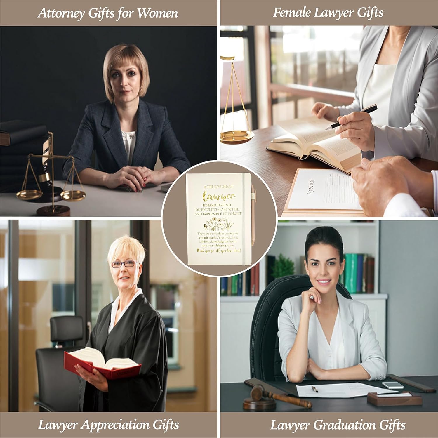 Lawyer Appreciation Gifts for Women, Lawyer Journal Biege 200 Pages Notebook A5 Lined with Pen, Best Lawyer Ever Keychain, Thank You Gifts for Female Attorney Lawyer Birthday Christmas - Image 8