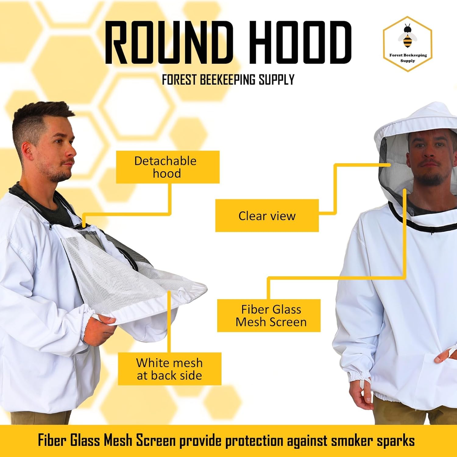Beekeeping Jacket – Pullover Smock Jacket with Removable Veil, Thumb Straps, and Tool Pockets (XL) - Image 2