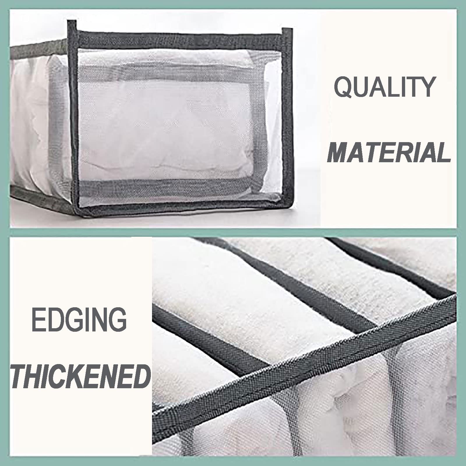 Garde-Robe Organisateur de vêtements pour tiroirs Boîte de séparation en Maille Pliable Lavable 2 boîtes de Rangement pour Ranger Les Chaussettes sous-vêtements Cravates Jeans Pantalons déco