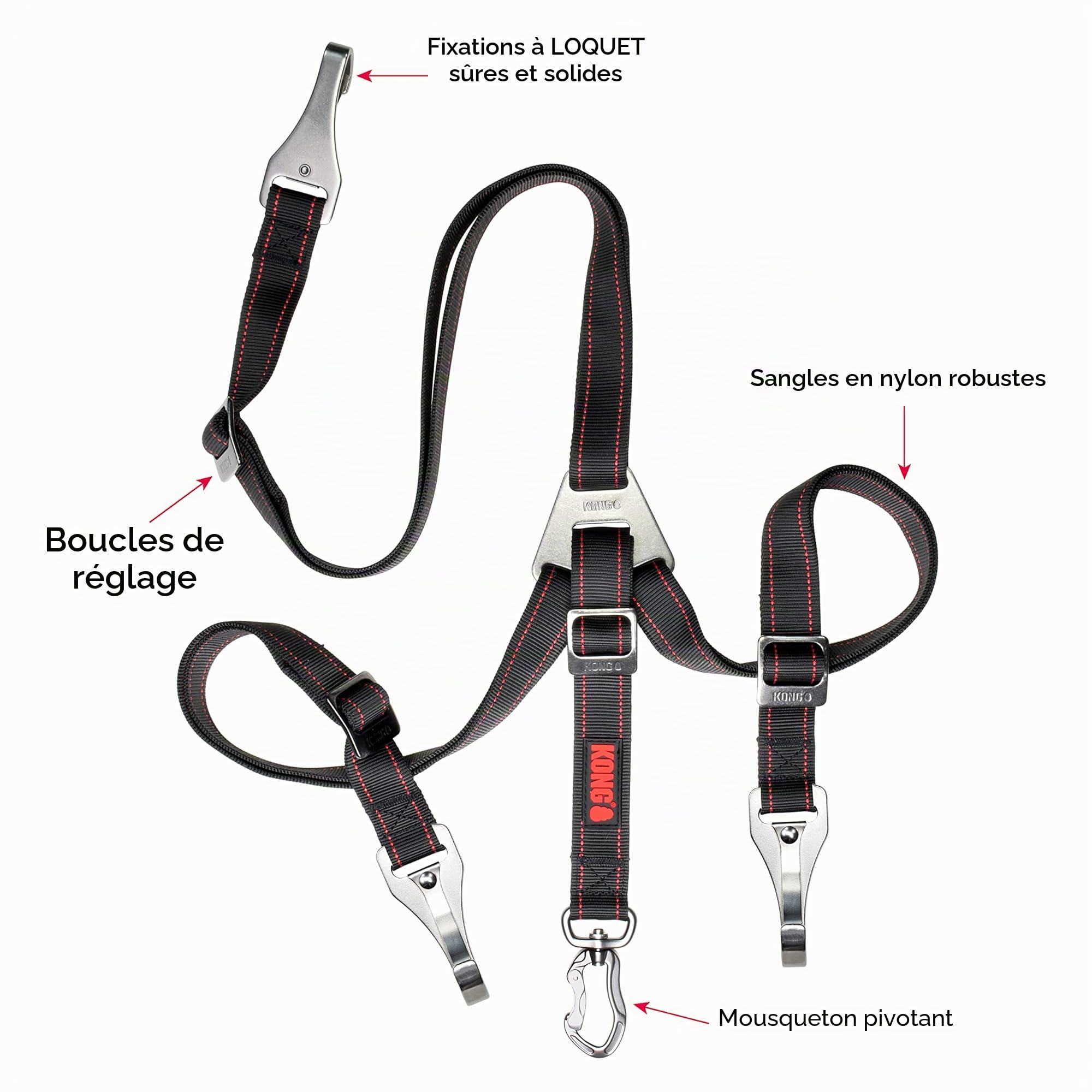 Kong Attache de sécurité Ultime, Ceinture de Sécurité Voiture pour Chien