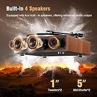 Vista 3 de 1 by ONE Vinyl Record Player with Bluetooth Input, All-in-One Turntable with Built-in Speakers, Phono Preamp, AT-3600L Cartridge, Belt Drive 33/45