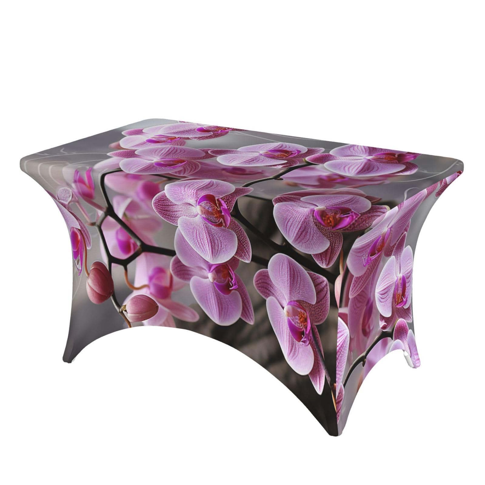 LKTPSKQRY 4ft Spandex Table Cloth For Rectangle Tables, Wrinkle Resistant Stretch Tablecloths Protector Orchid Washable Patio Table Cover For Wedding, Party, Banquet, Picnic