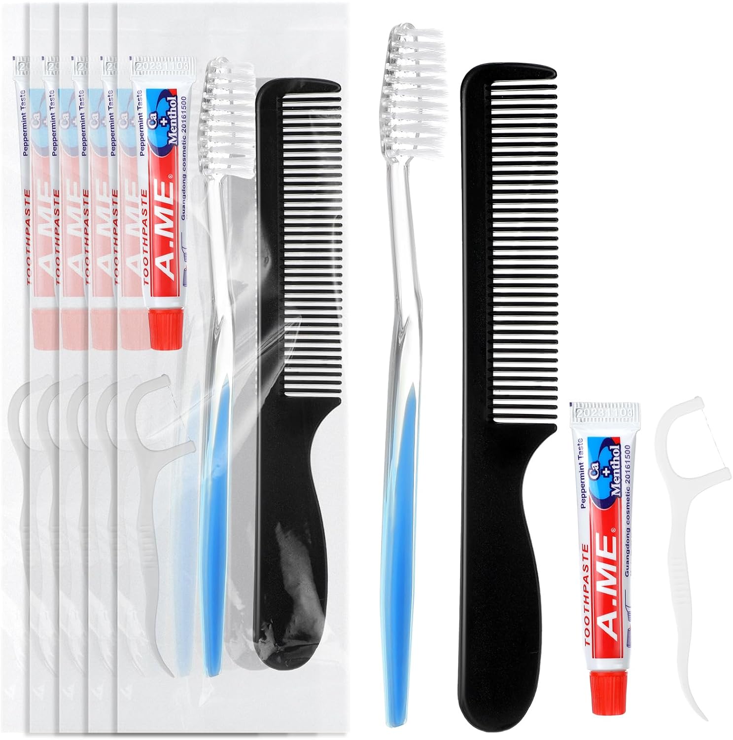 100 Sets Disposable Toothbrushes with Toothpaste Floss and Comb for Travel Individually Wrapped, Homeless Care Package Bulk Hygiene Kits for Homeless/Hotel/shelter/Nursing Home/Charity - Image 8