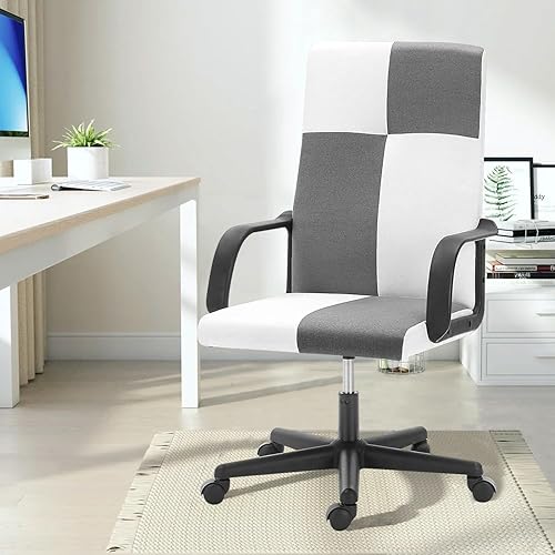 Miniatura 2 de Silla de oficina, silla de escritorio de oficina en casa, silla de trabajo tapizada con respaldo alto, silla de trabajo tapizada acolchada de tela,