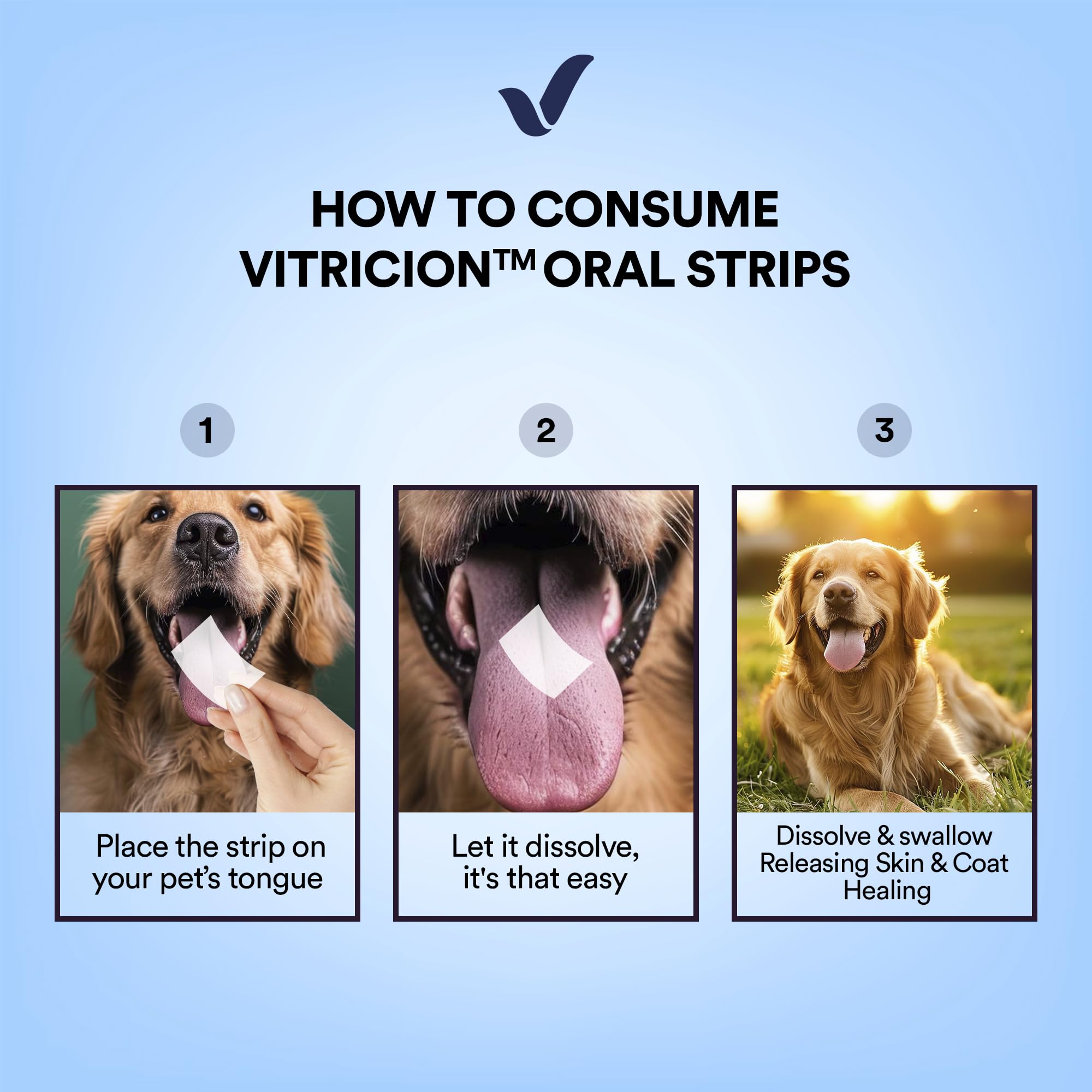 Vitricion Pet Skin & Coat Oral Strips for Dogs & Cats | Omega Fatty Acids, Vitamin A & E | Vet Approved, Reduces Shedding & Itching | Thick & Shiny Fur | 30 Strips | Peanut Butter Flavor — Amazon image 7