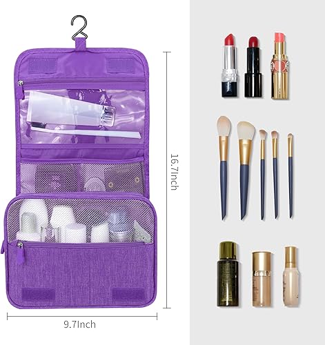 Miniatura 5 de Bolsa de aseo de gran capacidad con gancho para colgar para hombres y mujeres, bolsa de cosméticos de viaje impermeable, bolsa de almacenamiento de