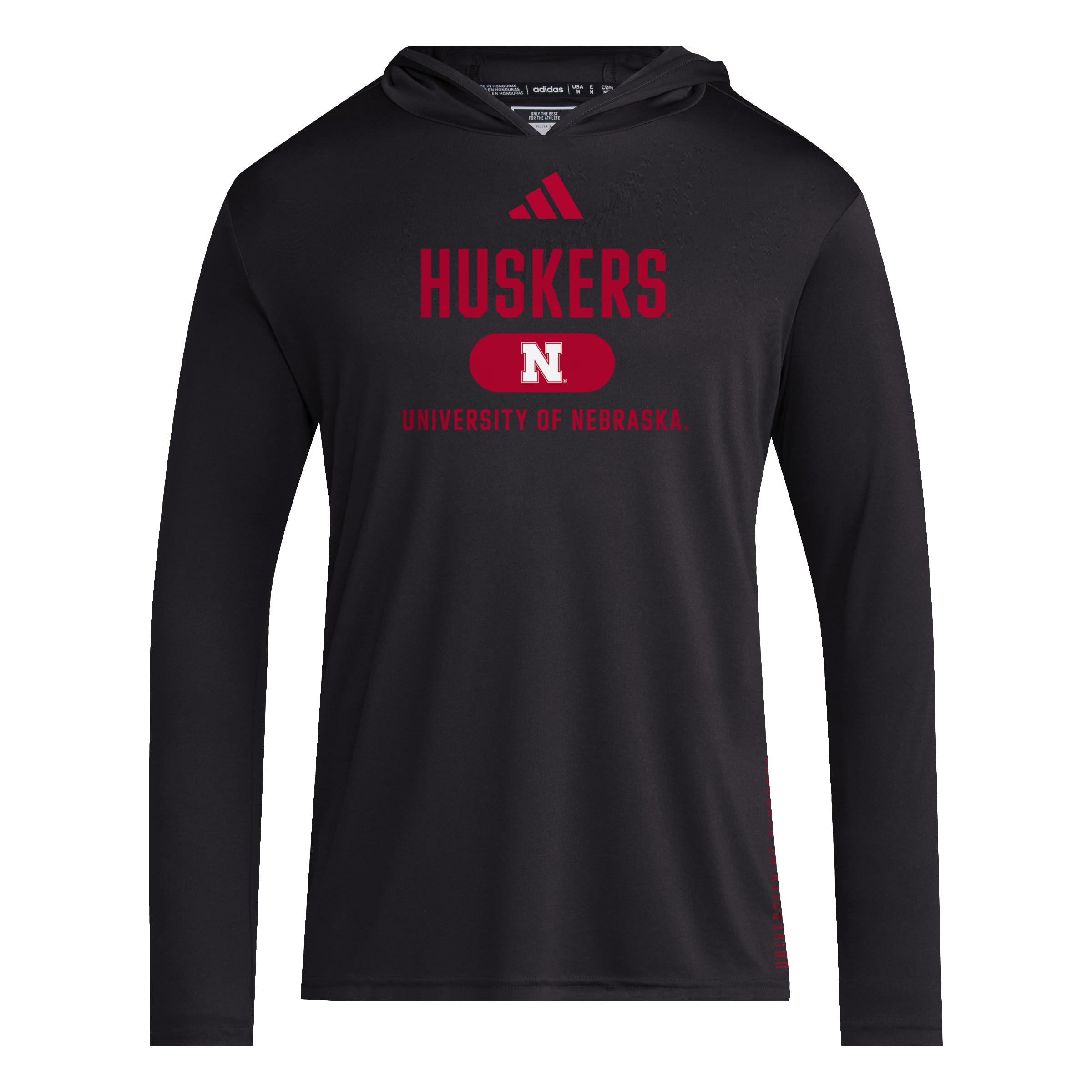 adidas Men's Designed for Training Lightweight Hoodie, Black/Team Power Red/NCAA Nebraska